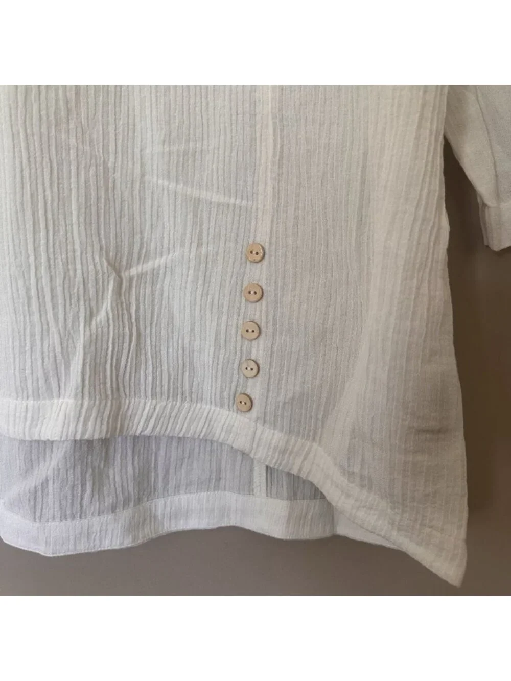 Soft Surroundings Gauzy Ivory White Top Women XL Tunic Length Lagenlook Long Sle - Picture 4 of 7